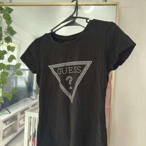 Guess Black T-Shirt with Silver Logo